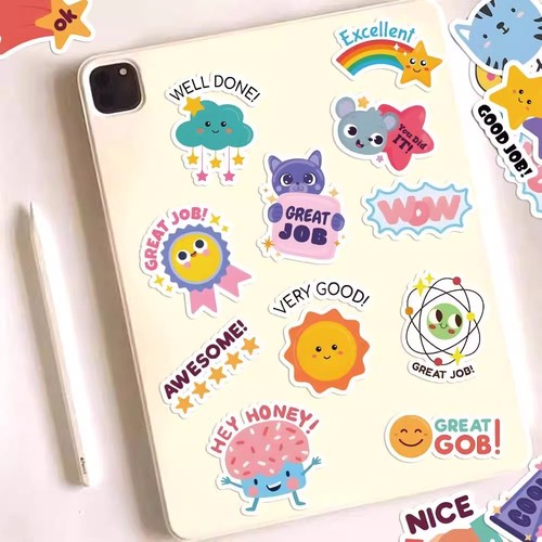 160张儿童奖励贴纸小学生幼儿园表扬女孩儿童可爱卡通小图案防水