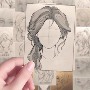 96张头发绘画教程贴纸美术生手绘头发画法临摹线稿diy贴画手账本