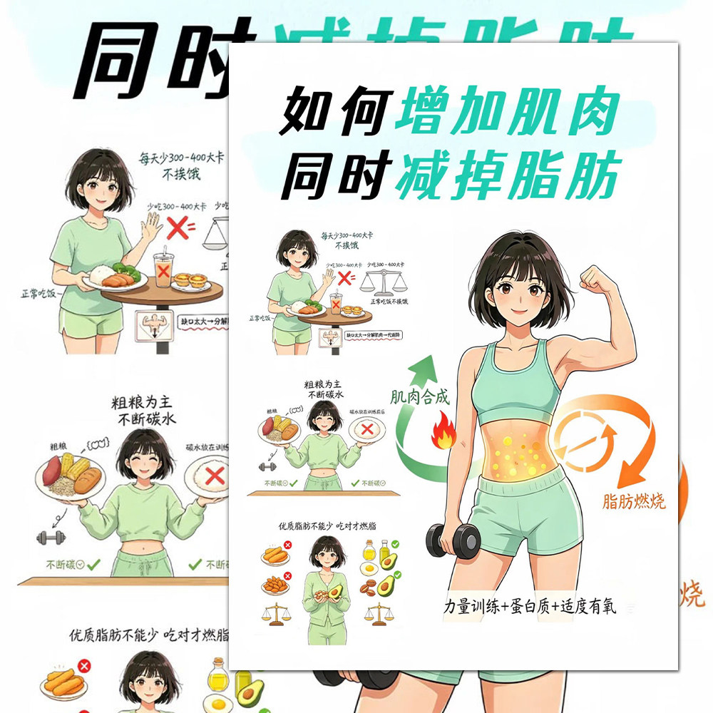 18张肌肉增长减脂力量训练贴纸
