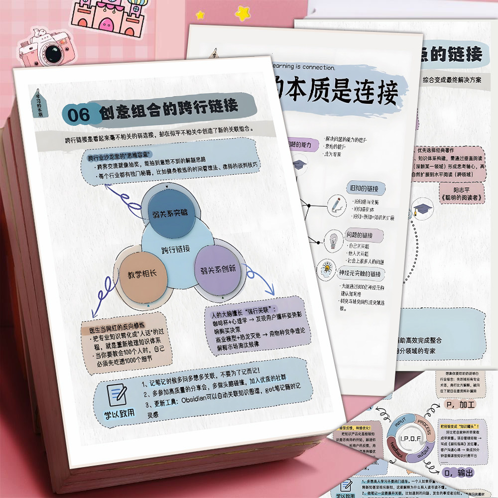 7张学习的本质是链接贴纸认知成长笔记思维方法知识壁垒防水贴画