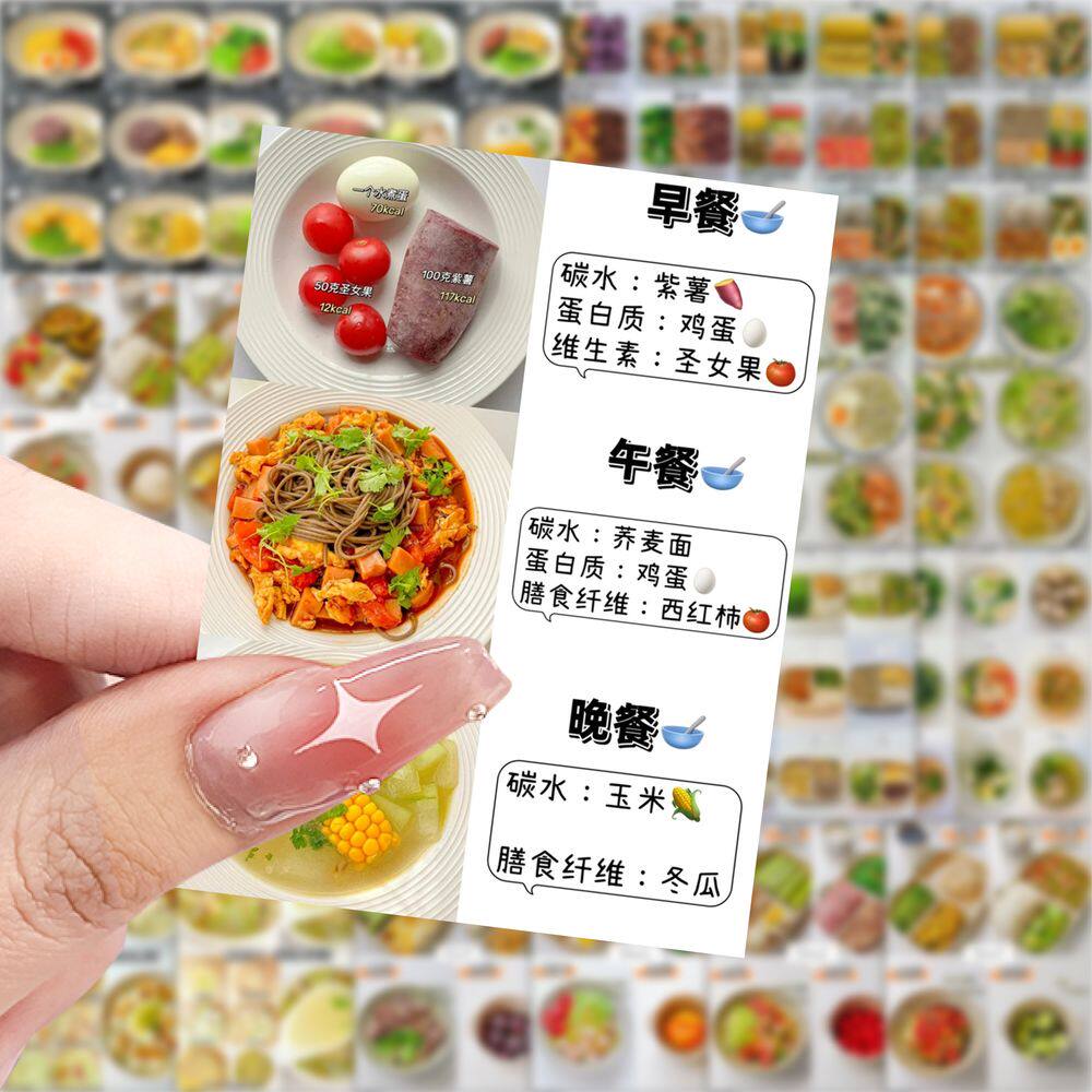 63张减脂餐食谱贴纸营养健康便捷美味装饰手机壳电脑桌面防水贴画