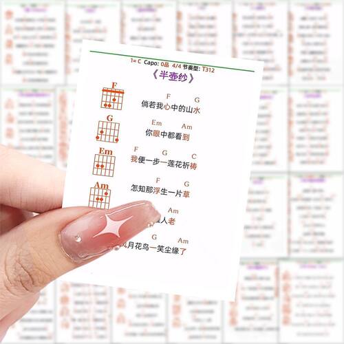 63张 吉他民谣谱学生知识学习贴画笔记本简约装饰手账diy防水贴纸