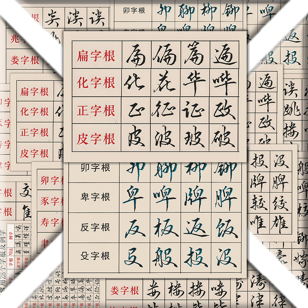 行楷28个字根及例字笔画拆解