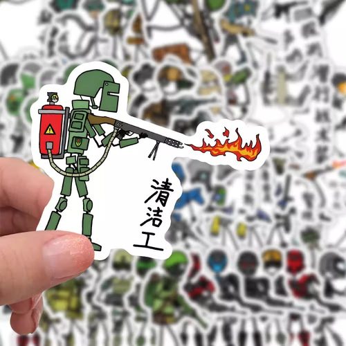 火柴人特种兵贴纸创意卡通线条枪
