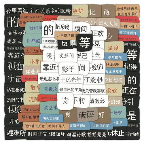 100张ins风自由诗防水文字贴纸