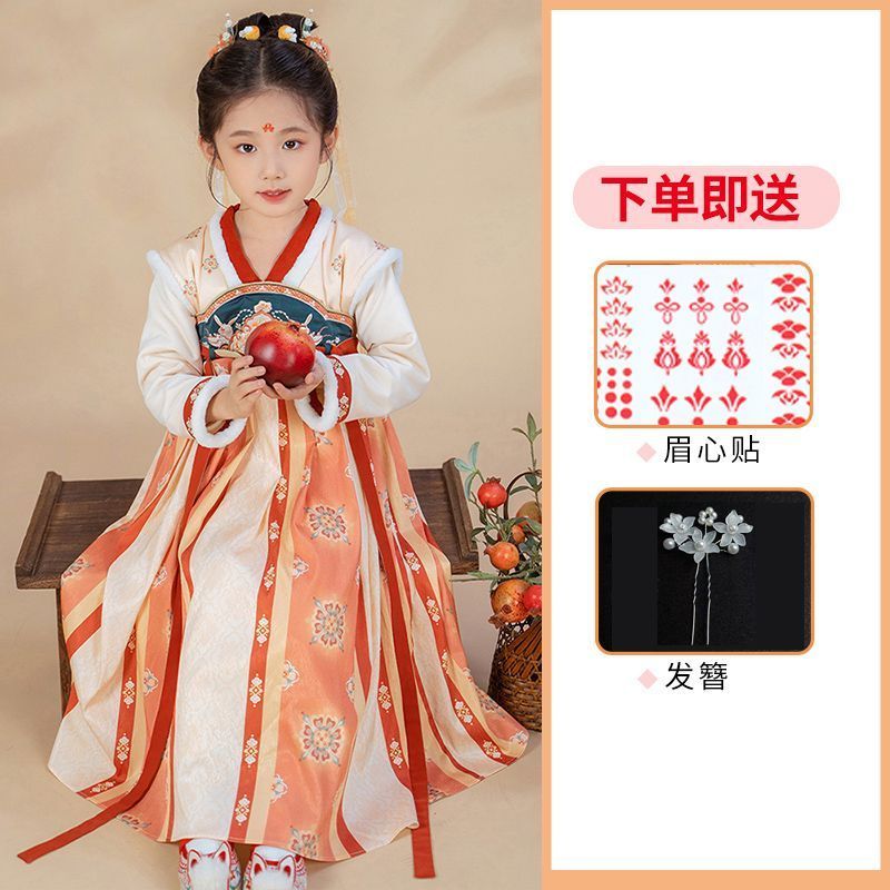 唐装秋冬款公主裙拜年服儿童连衣裙女童冬季加绒中国风汉服冬裙子