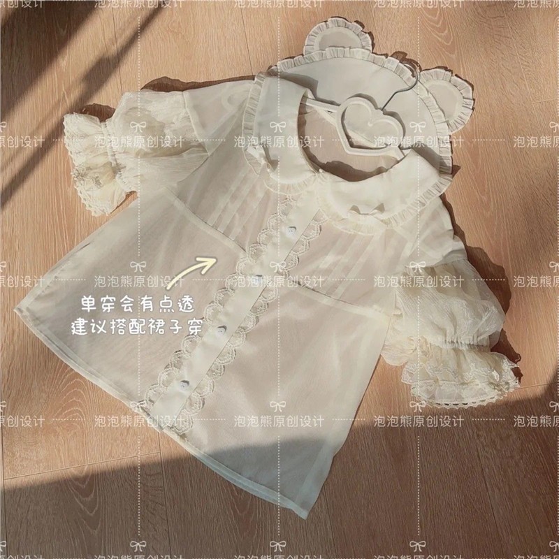 泡泡可爱原创软妹夏季设计短袖Lolita娃娃洛丽塔衬衫上衣