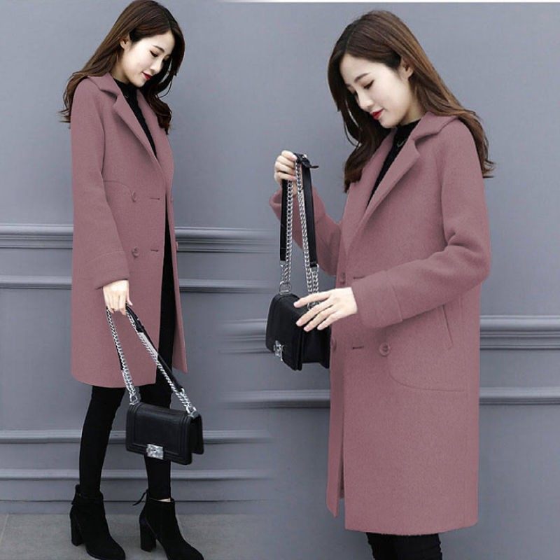 2021毛呢外套女秋冬新款大码女装中长款韩版宽松呢子女士大衣