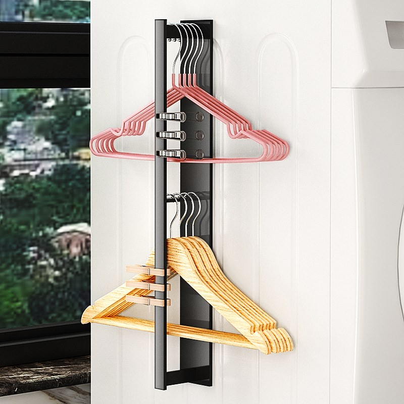 衣架收纳架整理架不锈钢免打孔壁挂家用洗衣机侧磁吸放衣架的架子
