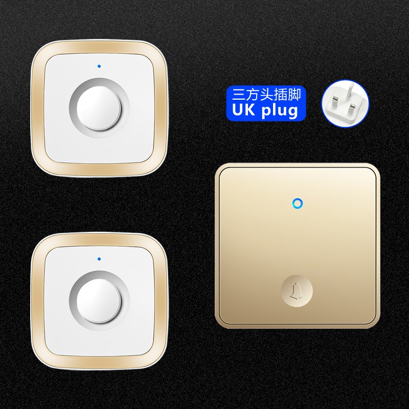 家用自发电无线门铃防水远距离电子智能遥控门铃呼叫器英规 大板