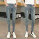 春夏装 男士 百搭休闲长 潮流修q身小脚裤 弹力紧身铅笔裤 牛仔裤 韩版