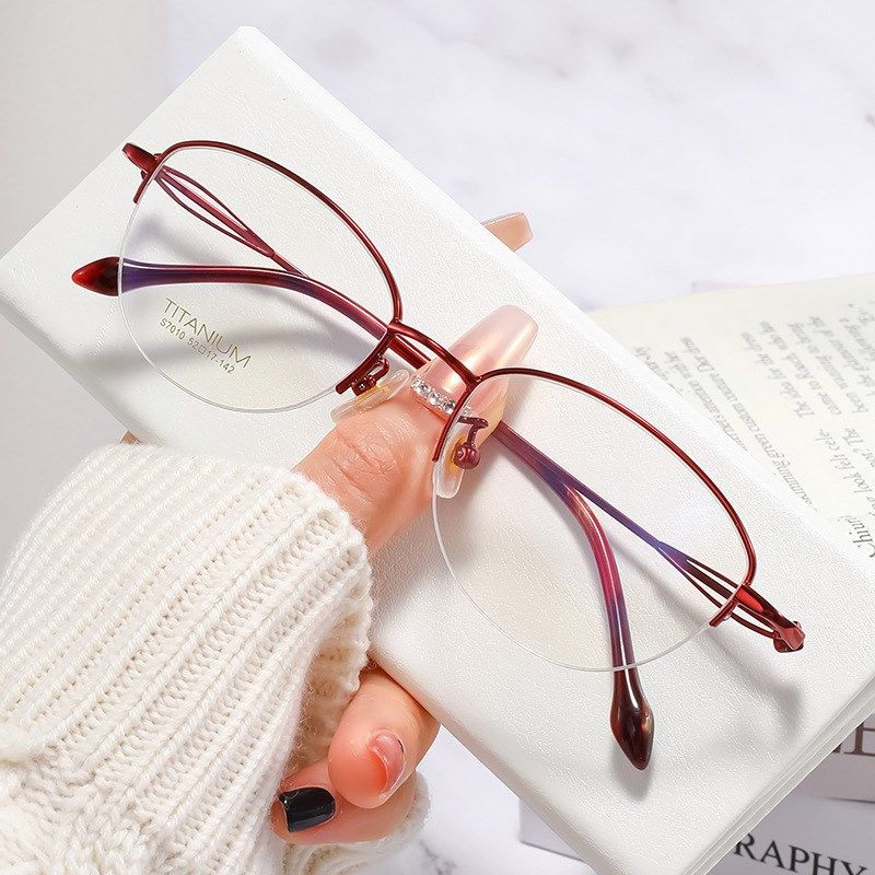 超轻纯钛质感复古文艺半框眼镜架双色淑女眼镜框时尚镜架半框紫,ZIPPO/瑞士军刀/眼镜,眼镜架,淘宝优惠券,粉丝福利购,淘宝优惠卷
