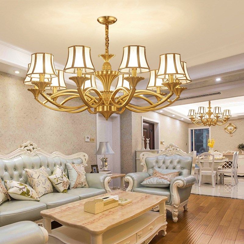 全铜美式高端e客厅吊灯欧式别墅大灯定制款楼中楼挑高跃层复式灯
