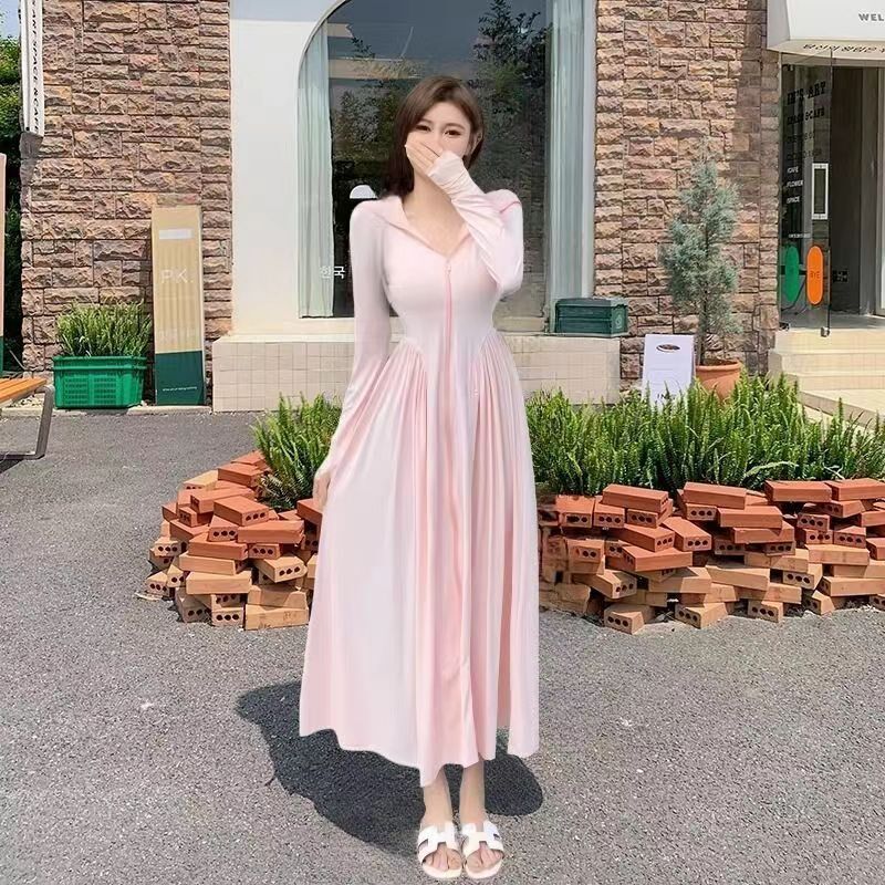 防晒衣女长款冰丝修身2024连z帽防嗮服夏季新款薄款全身遮阳外套