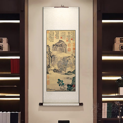 文征明绿荫草堂中式卷轴挂画玄关走廊过道装饰画客厅饭厅书房壁画