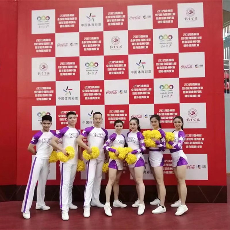 新款啦啦操服比赛啦啦队演出w服女健美操套装成人儿童长袖裙表演