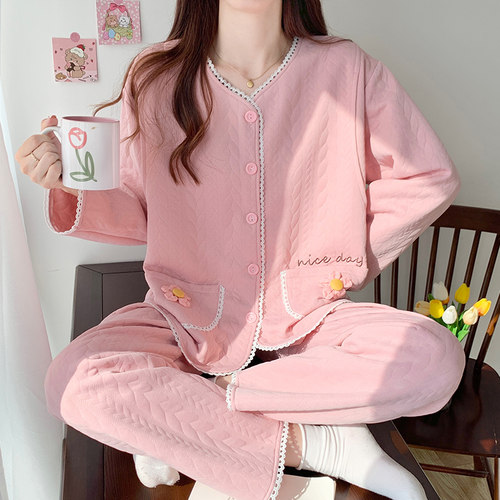 空气棉月子e服秋冬季产后纯棉孕妇睡衣哺乳11月份12产妇哺乳家居