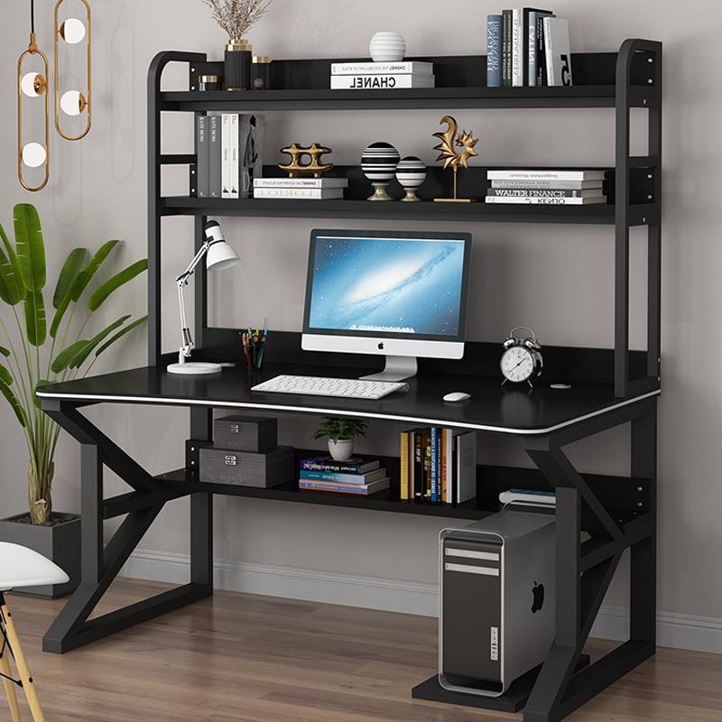 学生家用台式电脑桌 学习办公书桌书架组合一体桌卧室写字桌子