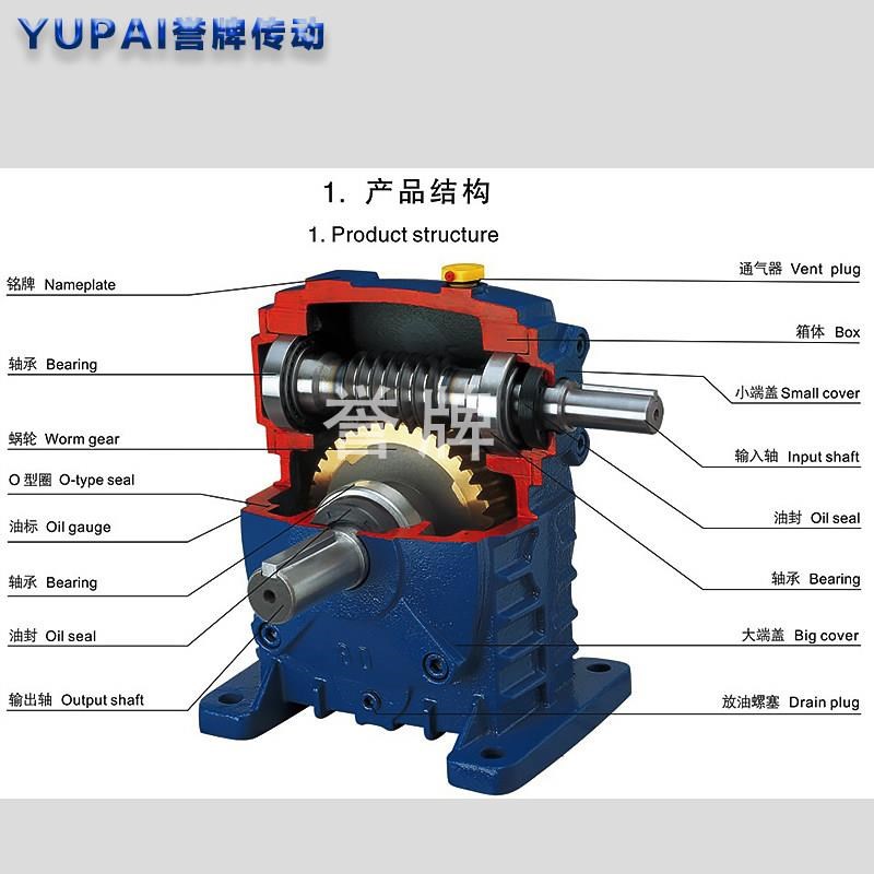 WPA减速机蜗轮蜗杆减速器60 80涡轮变速箱小P型铜蜗轮齿轮波箱牙