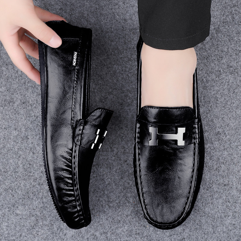 豆豆鞋男士真皮2025新款春季薄款透气韩版潮流一脚蹬商务懒人皮鞋,流行男鞋,乐福鞋（豆豆鞋）,淘宝优惠券,粉丝福利购,淘宝优惠卷