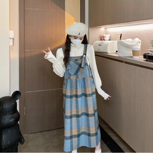 孕妇连衣裙套装秋冬款时尚款背带裙两件套2022S新款孕妇装外穿冬