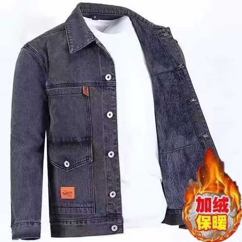 男士牛仔外套f冬季加绒加厚高级感宽松大尺码防寒防风耐磨多口袋