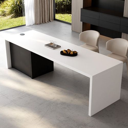 齐平岛台餐桌一体家用窄倒台小户型厨房吧台隔断小型岩板中导台