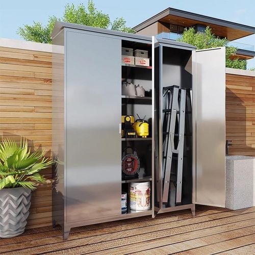 304不锈钢户外储物柜花园庭院室外阳台收纳家用工具Y柜子带锁定做