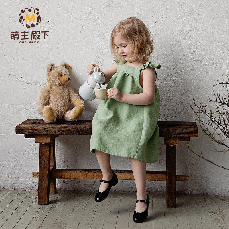 女童装亚麻森系连衣裙2020夏装新款文艺飞袖宽松宝宝吊带公主裙子,童装/婴儿装/亲子装,连衣裙,淘宝优惠券,粉丝福利购,淘宝优惠卷