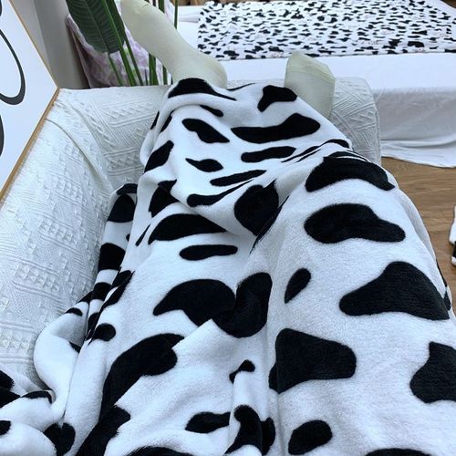 黑白奶牛法兰绒毛毯 空调沙发毯 办公室膝盖毯 学生儿童午睡毯