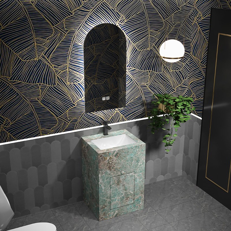 岩板洗手b台陶瓷立柱盆酒店庭院室外一体盆户外洗手盆岩板门检修