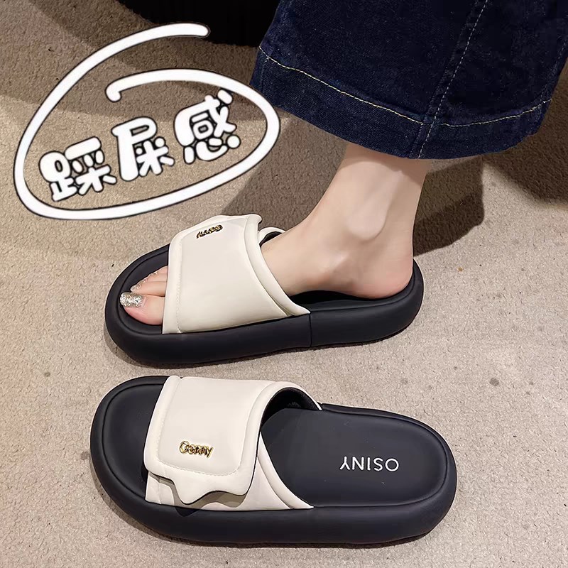 一字拖沙滩凉拖鞋女2024新款夏季外穿居家拖鞋厚底配裙子凉鞋34码