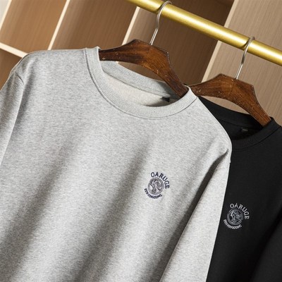 精致刺绣!纯棉毛圈宽松r百搭圆领卫衣春季男款青春学生时尚套头衫