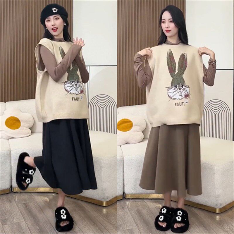 孕妇秋季套装针织马甲长袖s打底套装