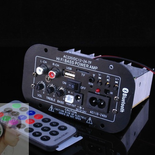 内置蓝牙12伏V低音炮功放板 带220V电源 24V 4寸5寸6寸插卡炮芯R
