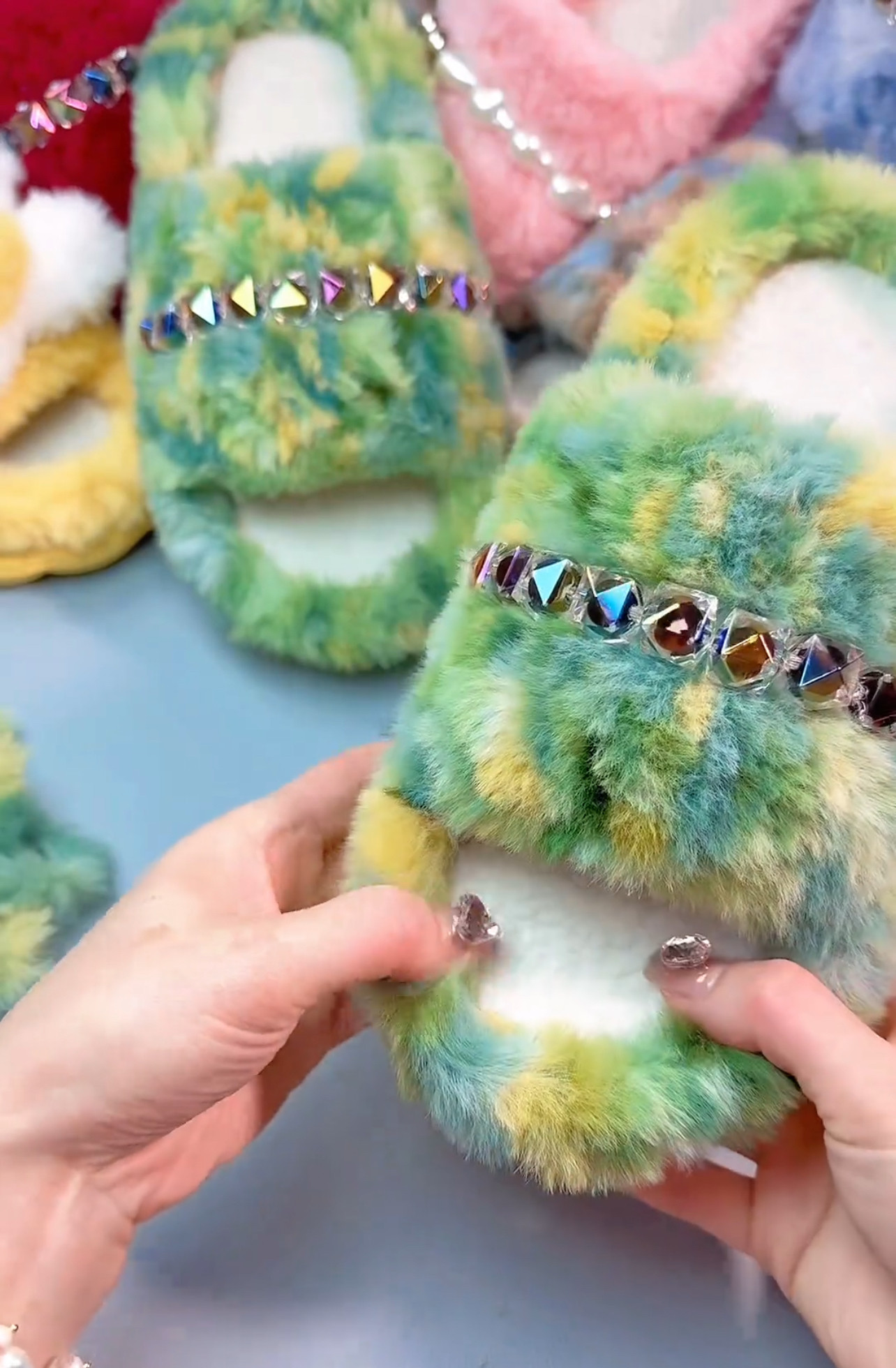 精美材料包毛毛拖鞋材料diy手工拖鞋加绒皮草线冰条线拖鞋送闺蜜