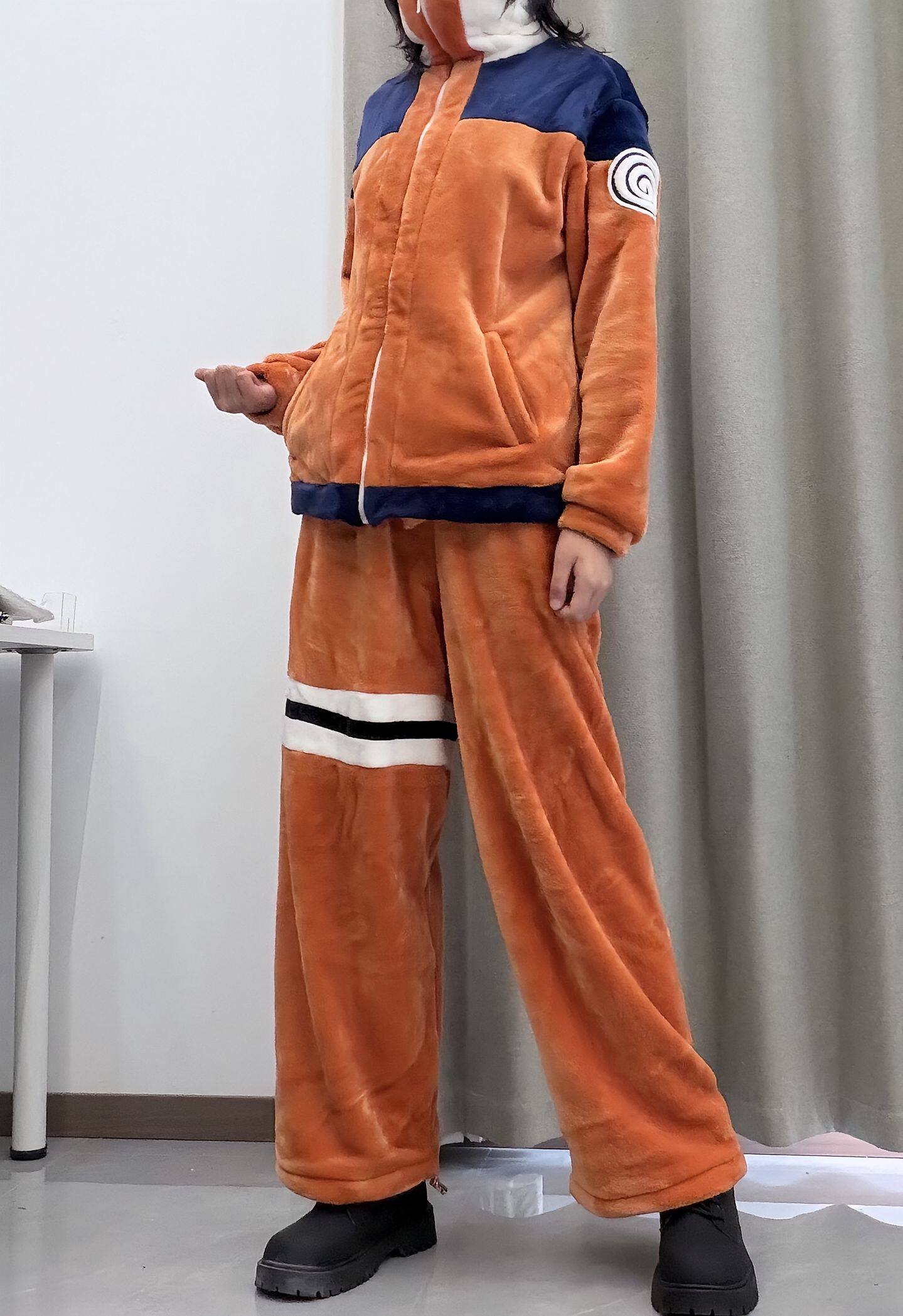 鸣人常服睡衣睡衣毛绒套装加绒加厚睡衣火影忍者幼年鸣人cos服