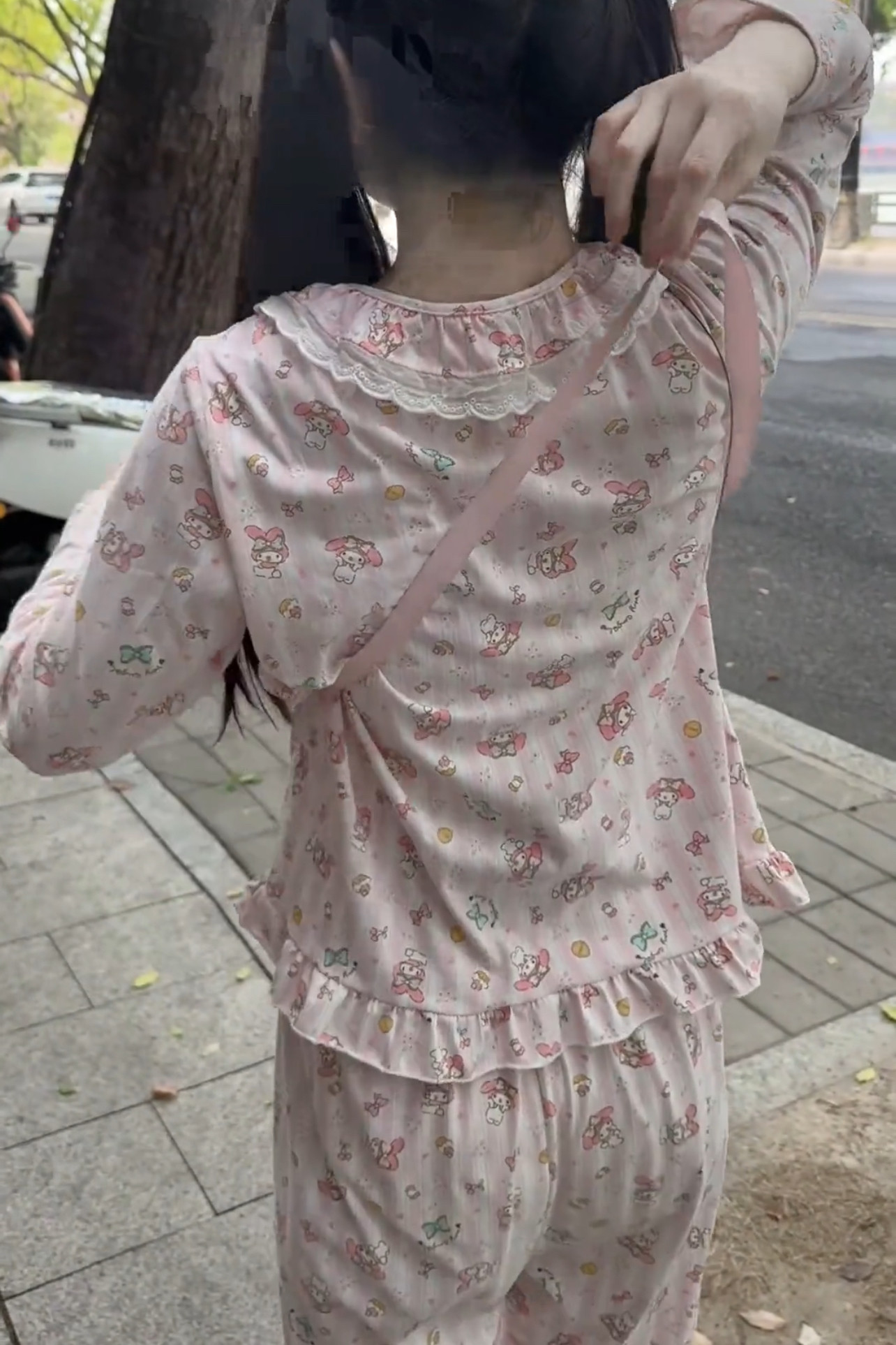 粉色甜美系睡衣女春秋季新款日系少女心卡通卡通长袖长裤可外穿