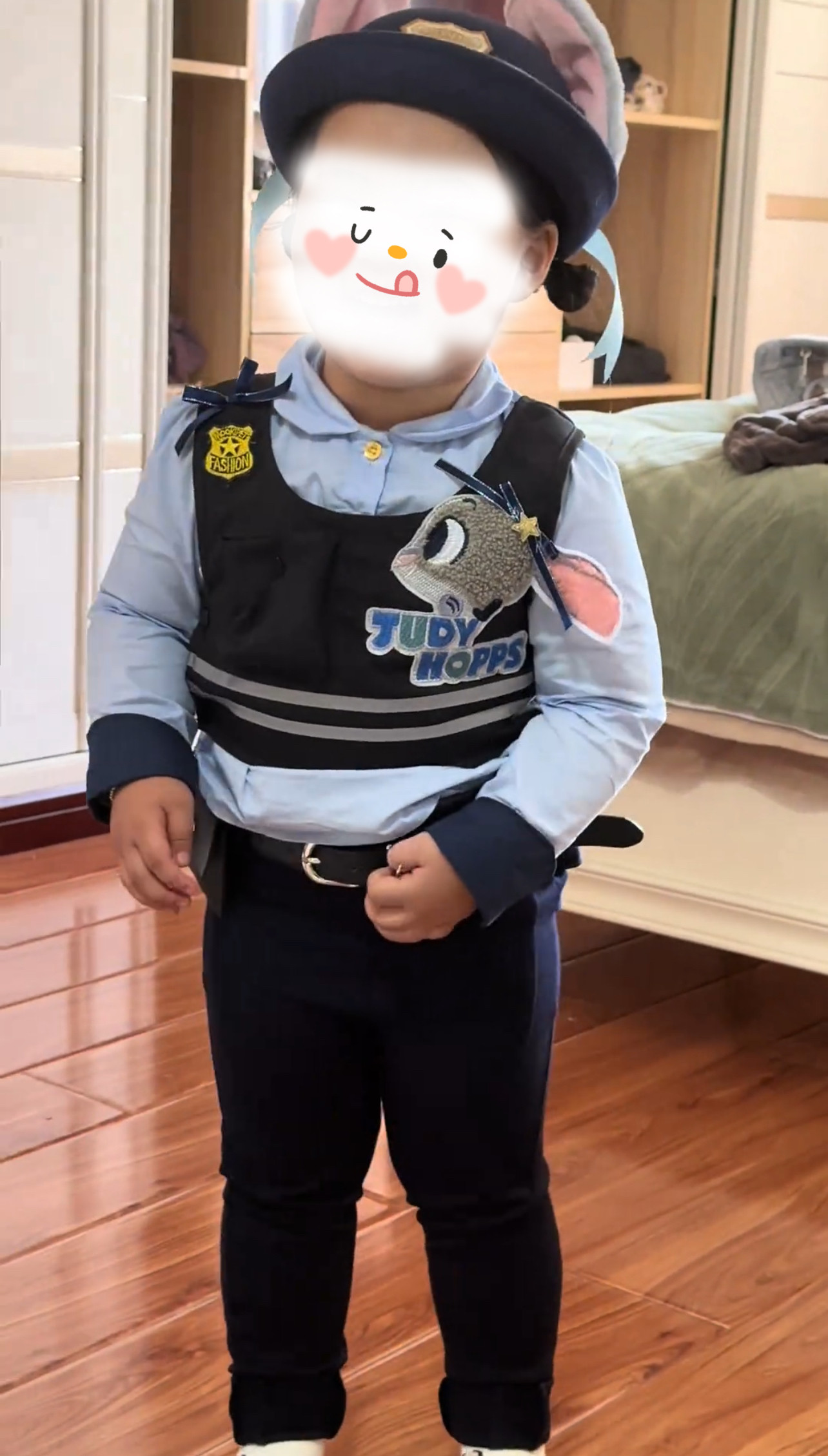 卡通动画同款万圣节cosplay套装儿童兔子警官cos衣服演出服