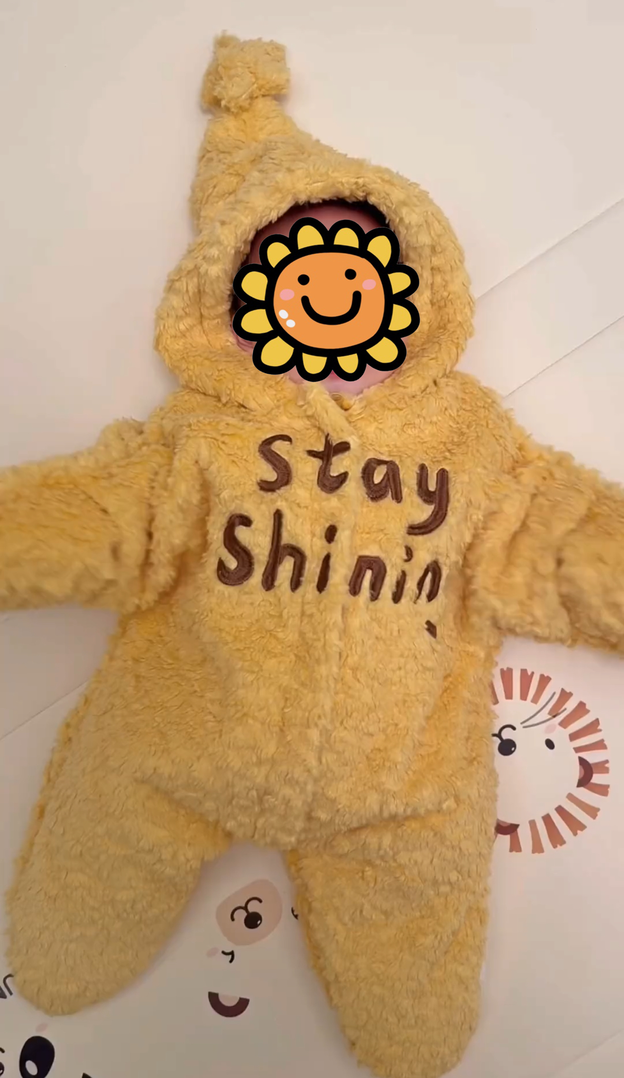 可爱黄色五角星宝宝毛绒绒连体衣婴儿衣服超萌星星连体衣毛茸茸