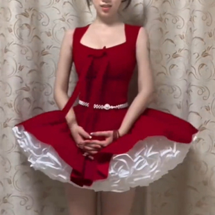 夏季千金无袖收腰连衣裙正肩法式玫瑰人生同款裙摆公主吊带蝴蝶结