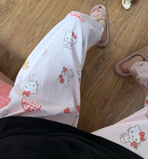 卡通家居裤2026夏季遛弯韩版新款卡通kt猫睡裤宽松居家休闲长裤