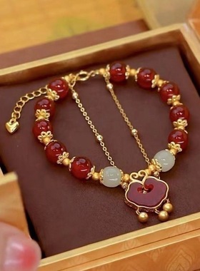 祥云如意平安锁手链女ins小众设计新款手串女闺蜜生日