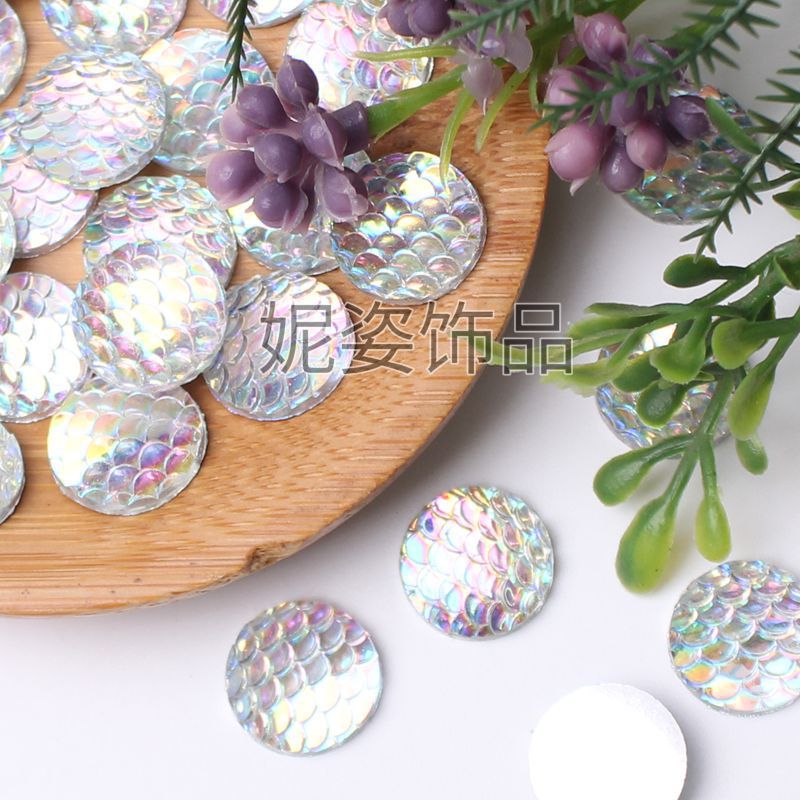 严选10/12mm40-500颗鱼鳞面圆形亮片树脂平底手工发饰diy饰品