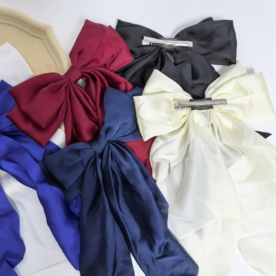 外贸跨境热销款断面长款飘带大蝴蝶结发夹ins风气质款后脑勺鸭嘴