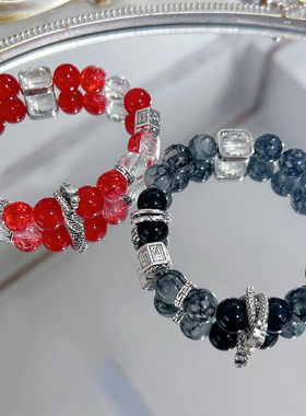 原创情侣款古风手作盘龙串珠手串男款手链女生新中式手腕饰品