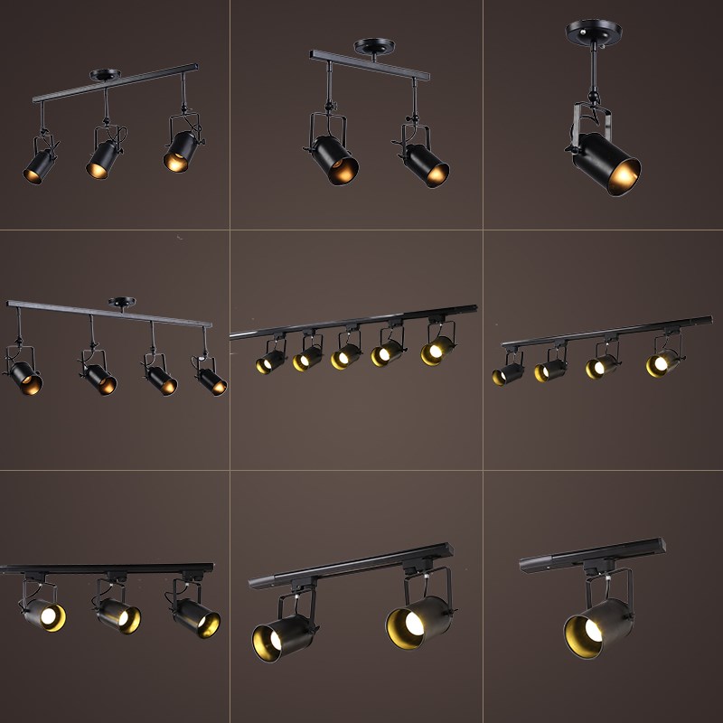 复古工业风轨道灯酒吧咖啡厅背景墙明装筒灯简约服装店客厅射灯