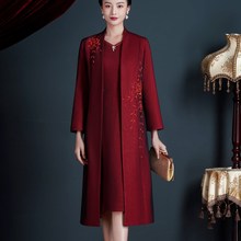 十月份国庆新娘结婚n礼喜婆婆婚宴装女儿喜妈妈礼服两件套装秋冬