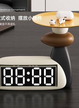 时来运转电子时钟摆件入户玄关钥匙收纳创意客厅桌面装饰乔迁礼物