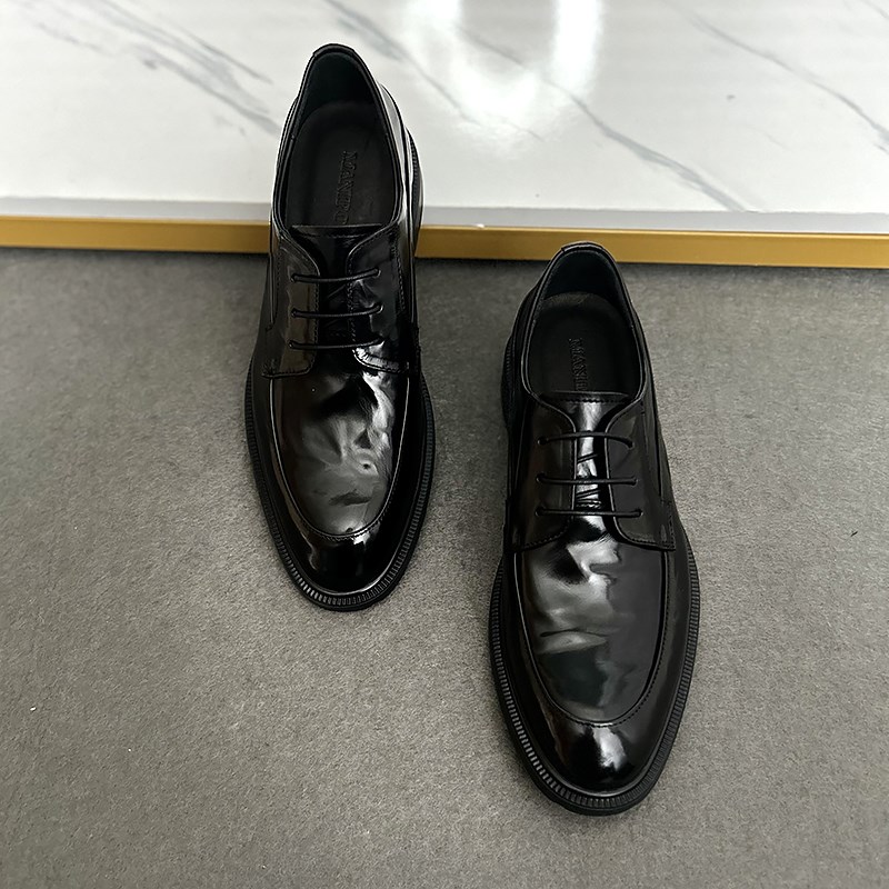 商务真皮透气经典百搭高端系带德比鞋通勤正装男鞋潮流英伦皮鞋男